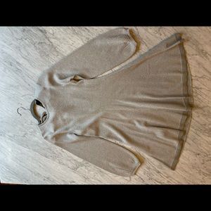 Sparkly Silver Jcrew Sweater Dress, bell sleeve, knot back Size M